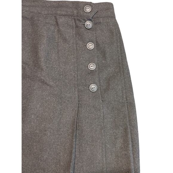 Wool Blend Side Buttoned A-Line Mini Skirt Mid Rise Charcoal Gray Womens Size 10 - Picture 3 of 7
